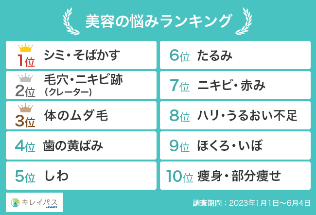 美容の悩みランキング