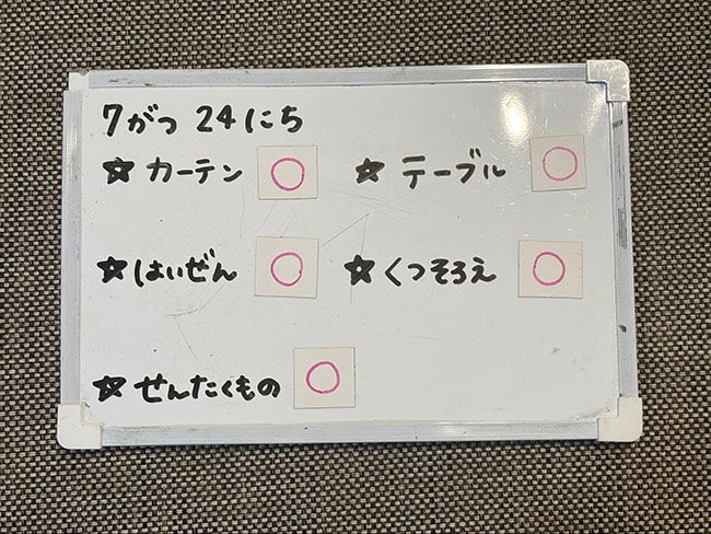 できたら自分で◎を貼る