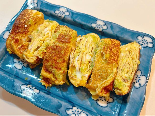 「伊勢志摩産 乾燥あおさ」を使った卵焼き