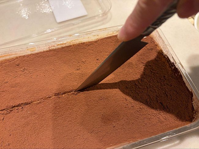 包丁を入れてみてアイスよりもすこし柔らかいくらいになればOK