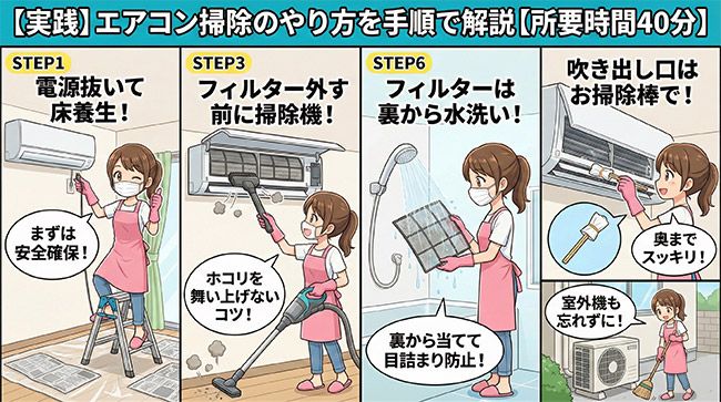 エアコン掃除のやり方を手順で解説