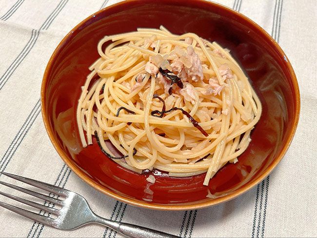 ツナと塩昆布のパスタ