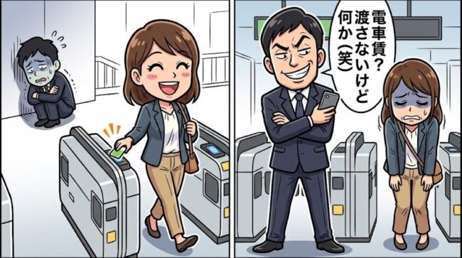 夫「電車賃？渡さないけど何か（笑）」改札で立ち尽くした私を、一人の女性が救い出した話