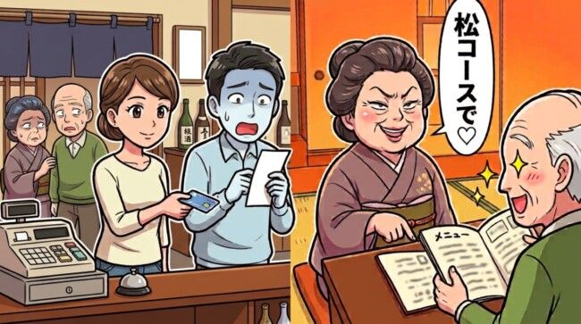 義母「せっかくだから松コースで♡」義父「地酒は全種類！」私のおごりと知り遠慮ゼロで注文→お会計で夫が顔面蒼白になったワケ