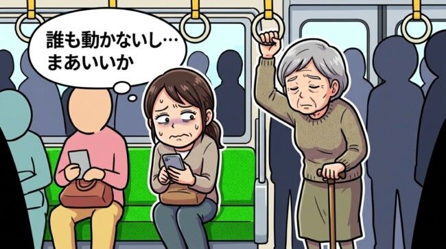 杖の女性に席を譲れなかった──「誰も立たないから」は言い訳だと気づいた夜