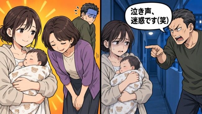 隣の男性「赤ちゃんの泣き声が迷惑です」→1週間後、見知らぬ女性が訪ねてきて……