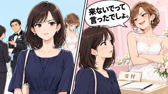 妹「来ないでって言ったでしょ」→受付で私だけ名簿なし⇒新郎が私を見て「部長？」の結果