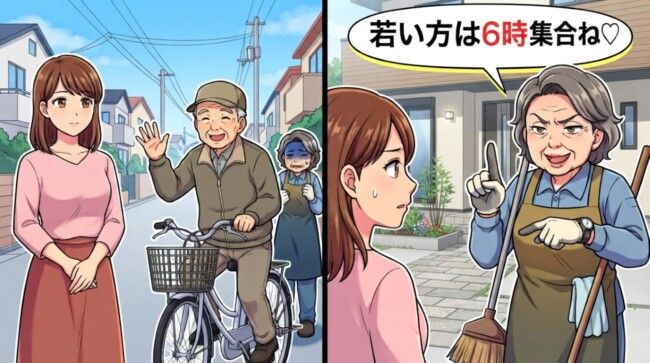 近所の古株「若い方は6時集合ね♡」→私「任意ですよね？」…自治会長が来て態度が一変