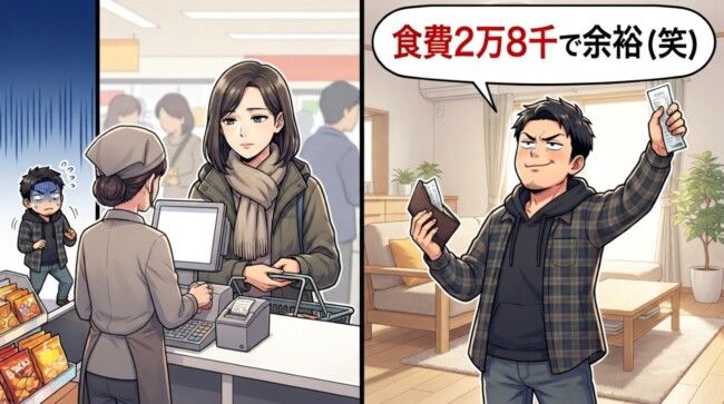 「食費は月2万8千でいけるだろ？」家計を丸ごと夫に任せた 30日目のレジ前で止まった手