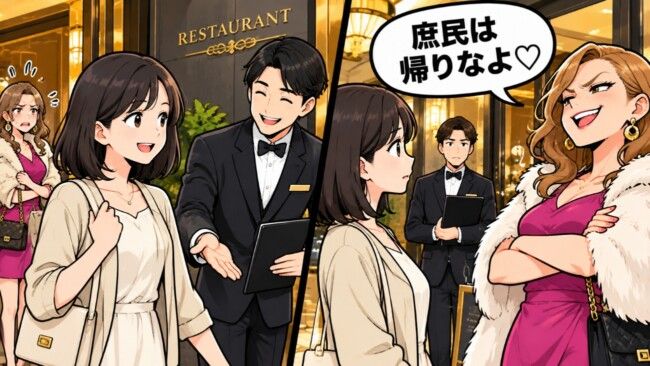 元同級生「庶民は帰りなよ♡」私「予約名は友人の名で」→支配人の確認で入店不可の結果